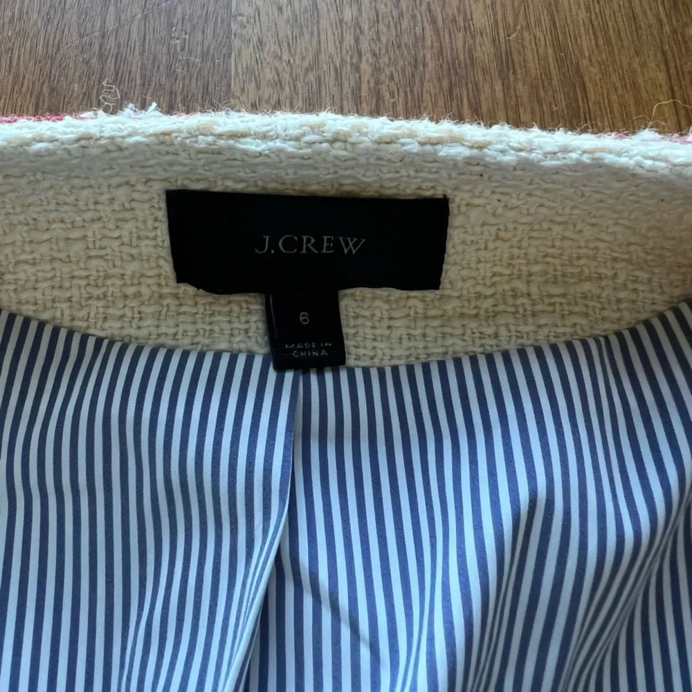 NWOT J Crew Tweed Red White Blue Lady Jacket - Picture 4 of 6